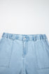 Elastic Waist Ruffled Wide Leg Denim Pants