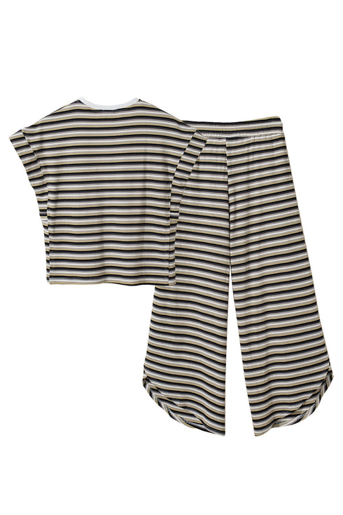 Striped Tassel Detail Tee And Wide Leg Pant Sets