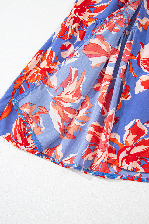 Bohemian Floral Print Tiered Split Maxi Skirt