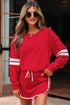 Varsity Stripe Contrast Trim Pullover Skort Two Piece Dress