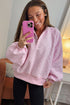 Polka Dot Print Metal Button Collar Pullover Sweatshirt