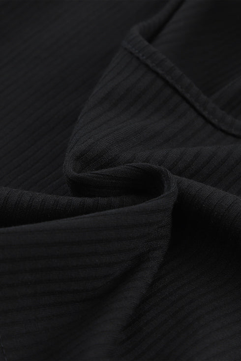 Minimalist Ribbed Crop Top And Long Pant Sets