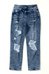 Distressed Frayed Slim Fit High Waist Denim Jeans