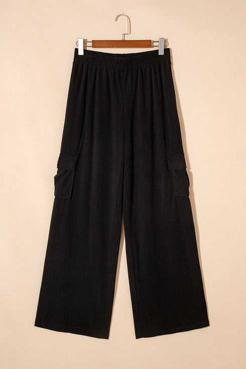 Elegant High Neck Sleeveless Vest Cargo Pants Two Piece Set