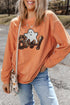 Sequin Ghost Letter Graphic Corded Texture Sweatshirt