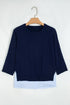 Drop Shoulder Long Sleeve Striped Pullover Sweater