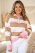 Striped V Neck Long Sleeve Tunic Sweater