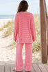 Striped Drop Shoulder Long Sleeve Pant Set