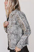Leopard Print Studded Collar Beaded Patch Pocket Jacket