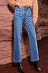 Casual Double Button High Rise Straight Leg Jeans