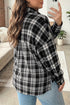 Plaid Long Sleeve V Neck Shift Shirt Jacket