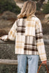 Button Front Patchwork Side Pocket Plaid Shacket
