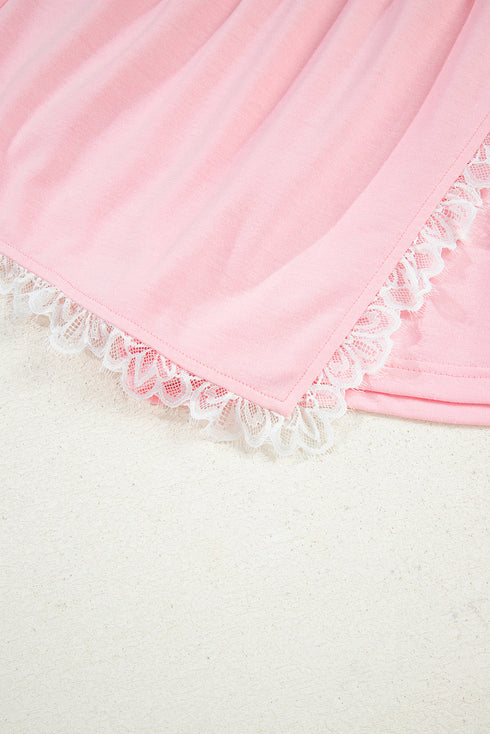 Lace Trim Peter Pan Sweatshirt Skirt Two Piece Dress