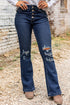 Exclusive Distressed Stretch Denim Flare Jeans