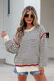 Oversized Striped Ribbed Trim Drop Shoulder Sweater