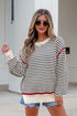 Striped Ribbed Trim Drop Shoulder Oversized Sweater