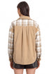 Polyester Plaid Pattern Shirt Collar Shift Jacket