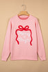 Drop Shoulder Round Neck Towel Embroidery Slogan Pullover Sweater