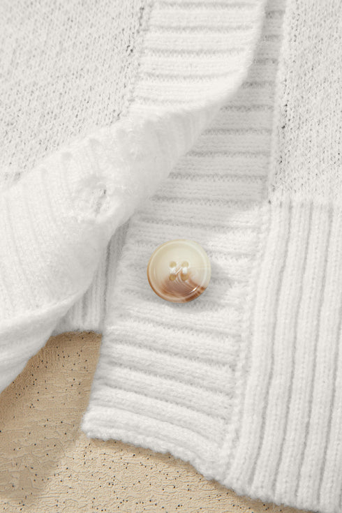 Polka Dot Button Front Oversized V Neck Cardigan