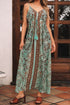 Bohemian V Neck Backless Ruffled Tassel Waist Maxi Floral Dress