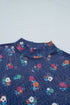 Romantic Polka Dot Floral Mesh High Neck Sheath Top