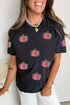 Sequined Pumpkin Graphic Round Neck Statement Tee