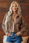 Leopard Print Button Up Long Sleeve Viscose Blend Cardigan
