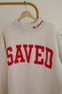 Saved By Grace Embroidered Letter Graphic Mock Neck Sweatshirt