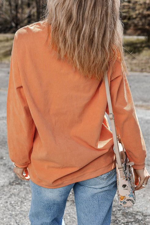 Polyester Ribbed Textured Embroidered Drinks Graphic Sweatshirt
