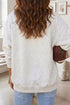 Sequin Bow Rugby Pattern Hoodless Graphic Sweatshirt
