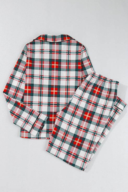 Plaid Print Long Sleeve Two Piece Pajama Set Sleepwear