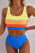 Sporty Color Block Tank Top High Waist Bikini Set