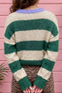 Polyester Striped Pattern Drop Shoulder Pullover Sweater
