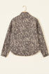 Abstract Print Long Sleeve Collar Raw Hem Denim Jacket