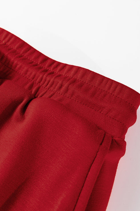 Solid Drop Shoulder Pullover Drawstring Mini Skirt Two Piece Dress