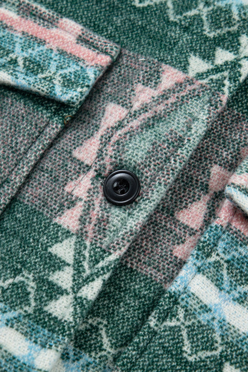 Geometric Print Button Front Long Sleeve Jacket