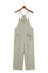 Solid Casual Adjustable Spaghetti Strap Straight Leg Jumpsuit