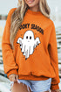 Spooky Themed Graphic Raised Mock Neck Sweatshirt