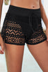 Geometric Openwork Drawstring Waist Swim Cover Up Shorts
