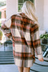 Casual Plaid Print Flap Pocket Long Shacket