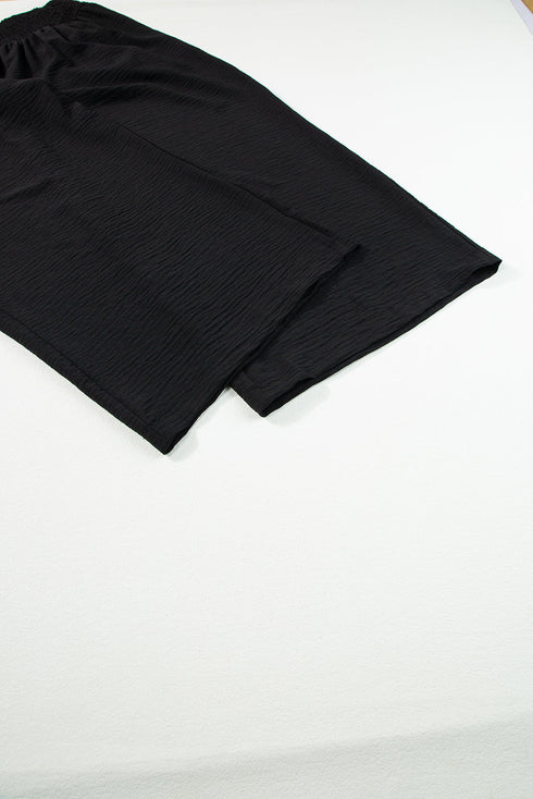Solid Casual Smocked High Waist Wide Leg Bottoms