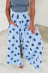 Polka Dot Wide Leg Smocked Elastic Waist Pants