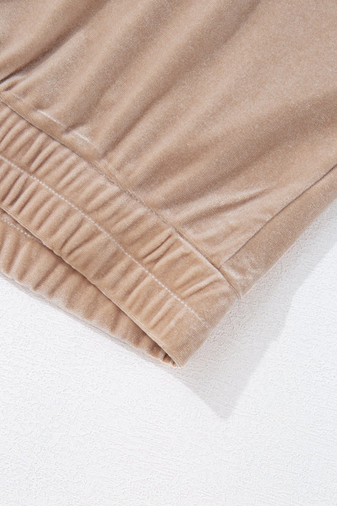 Plush Velvet Zipped Top And Jogger Pant Set