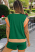 Casual Blocked Pattern Patchwork Cap Sleeve Short Set