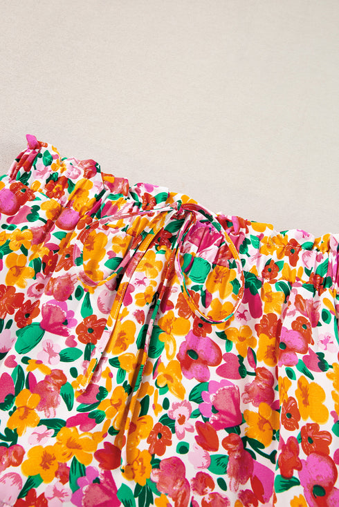 Bohemian Floral Print Tiered A Line Long Skirt