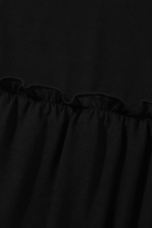 Plus Size Striped Leopard Patchwork Ruffle Tiered Western Dress