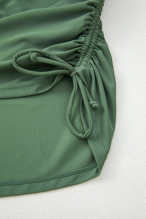 Empire Waist Ruched Side Tie Tankini Set