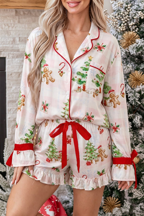 Playful Abstract Print Long Sleeve Two Piece Lounge Set