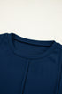 Exposed Seam Detail Crew Neck Long Sleeve Top