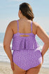 Polka Dot Ruffled Knotted V Neck Tankini Swimwear